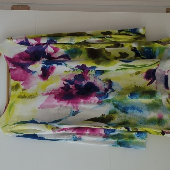 Soft Surroundings Water Colors Slingy floral Paint Brushed Print Boho tunic Top - Picture 2 of 8